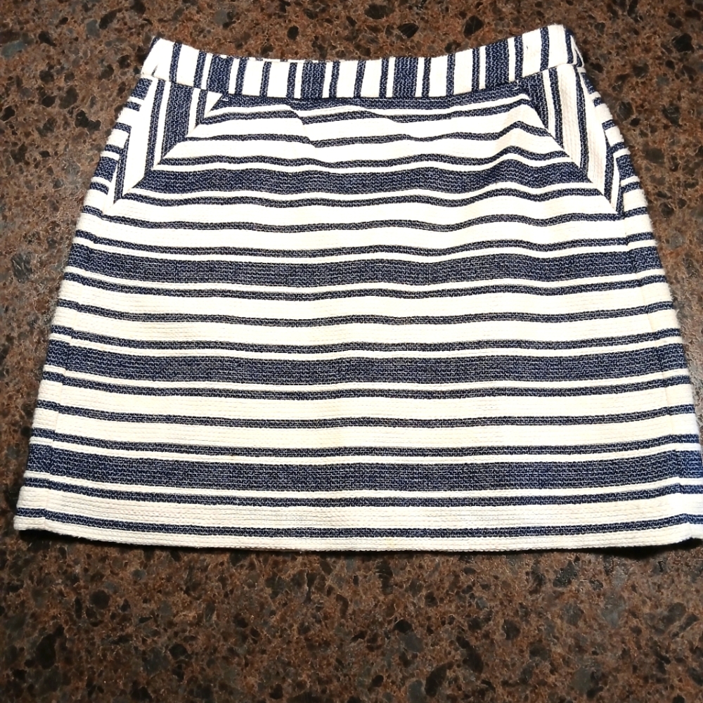 Woven Skirt in Blue/White Stripe by Banana Republic (Size 10)